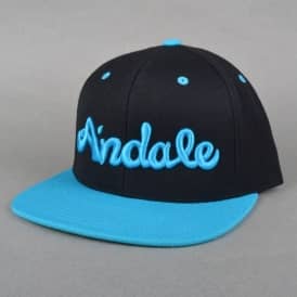 Andale Script Snapback Cap - Black/Teal