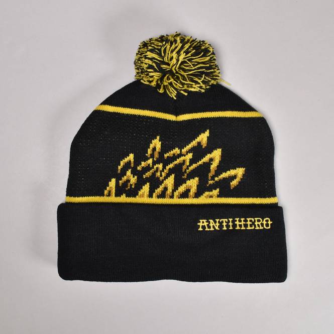 Antihero Skateboards Eagle Pom Beanie - Black/Yellow