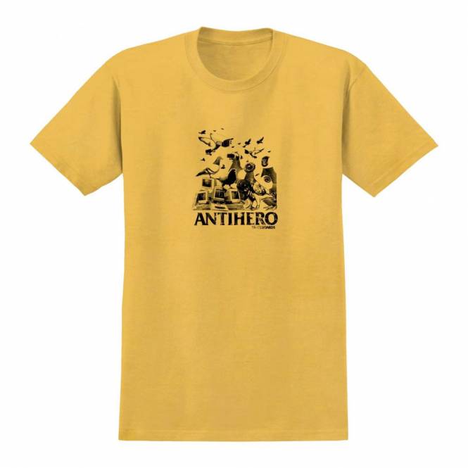 Antihero Skateboards Pigeon Intelligence Skate T-Shirt - Mustard/Black