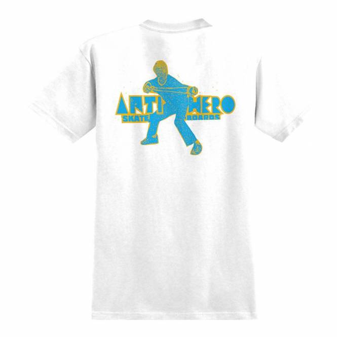 Antihero Skateboards Slingshot Skate T-Shirt - White/Blue/Gold