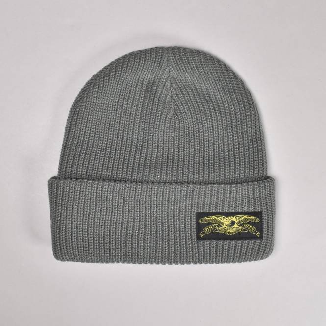 Antihero Skateboards Stock Eagle Label Beanie - Charcoal/Yellow