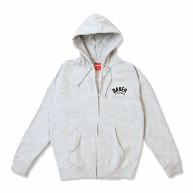 Baker Skateboards Arch Logo Zip-Up Hood - Heather Grey