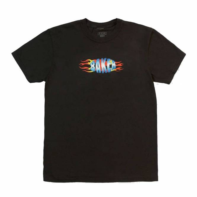Baker Skateboards Flames Skate T-Shirt - Black Wash