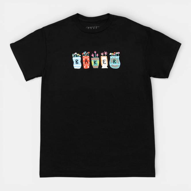Baker Skateboards Pots & Flowers Skate T-Shirt - Black