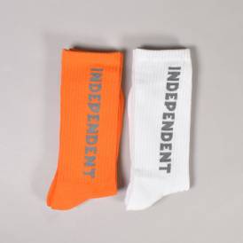Baseline (2 Pack) Socks - White/Orange Reflective