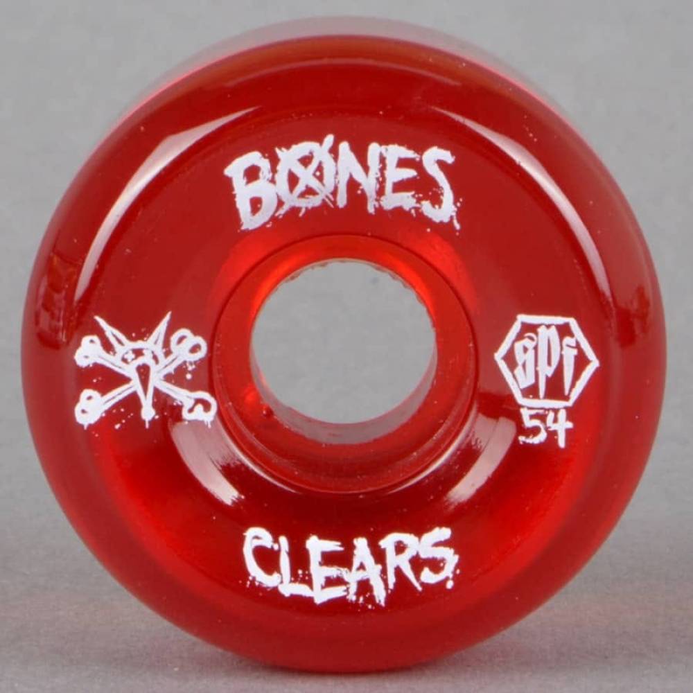 Bones Wheels SPF Clears Red Skateboard Wheels 54mm - SKATEBOARDS