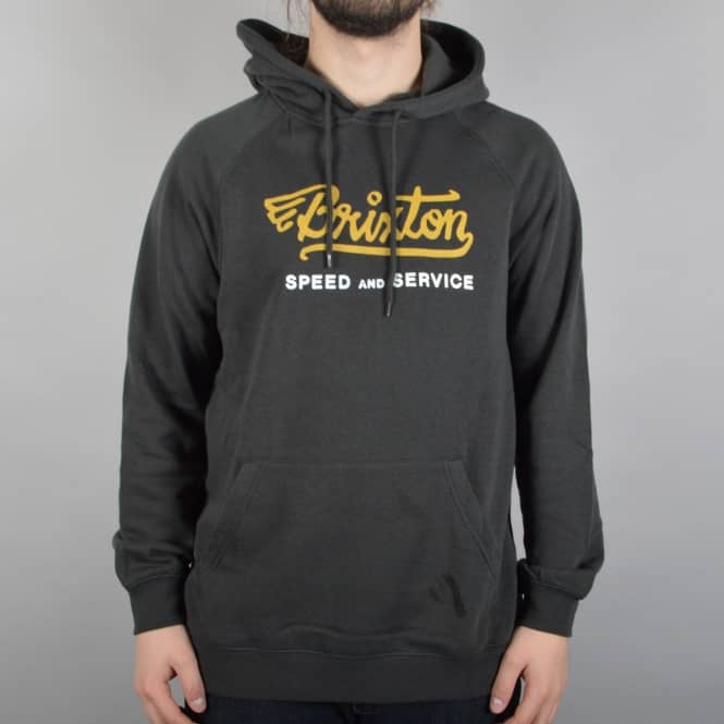 Brixton Mach Pullover Hoodie - Washed Black