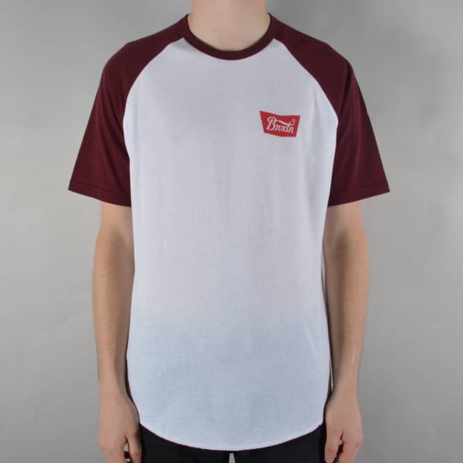 Brixton Stith Knit T-Shirt - White/Burgundy