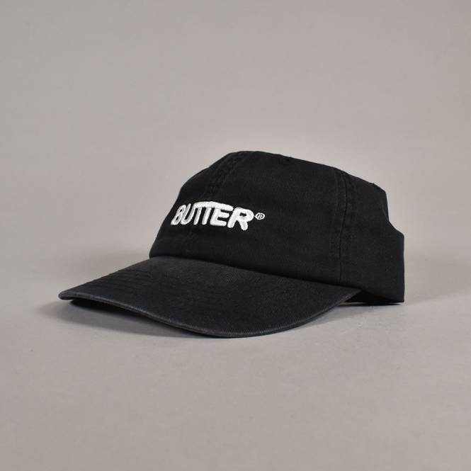 Butter Goods Rounded Logo 6 Panel Cap - Washed Black