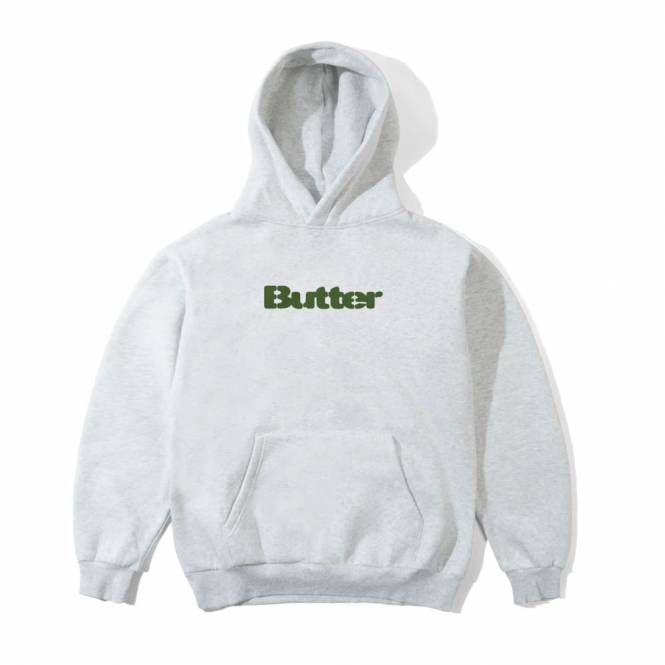 Butter Goods Stencil Logo Pullover Hood - Ash