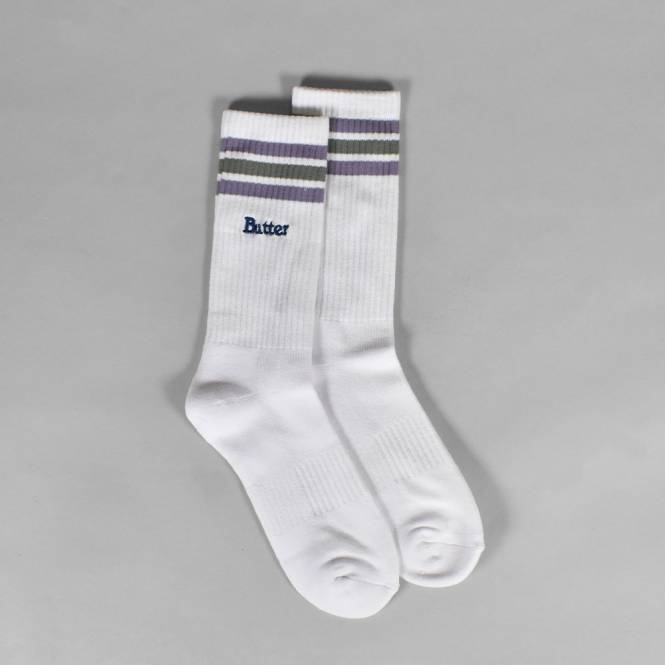Butter Goods Stripe Socks - White/Lavender/Sage