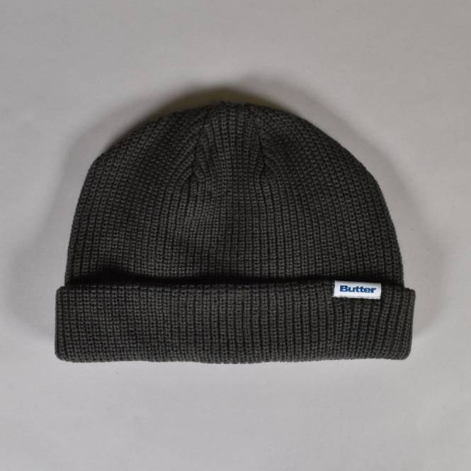 Butter Goods Wharfie (White Tab) Beanie - Charcoal