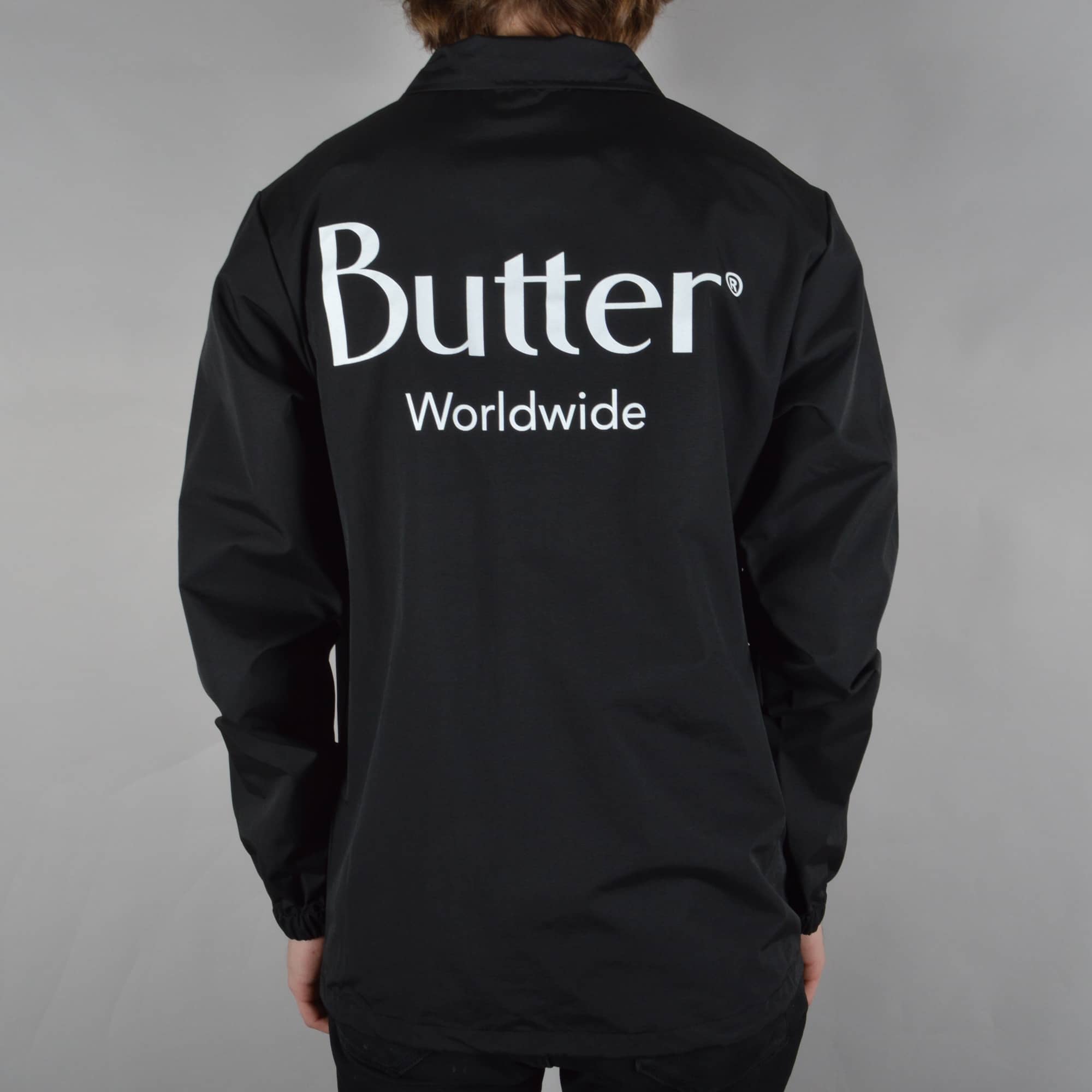 Butter Goods Classic Logo Coach Jacket - Black - SKATE CLOTHING 