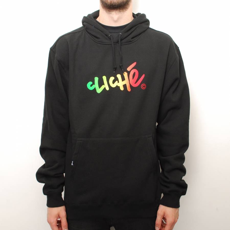 Cliche Rasta Cliche Skateboards Cliche Handwritten Gradient Skate Hoodie - Black ...