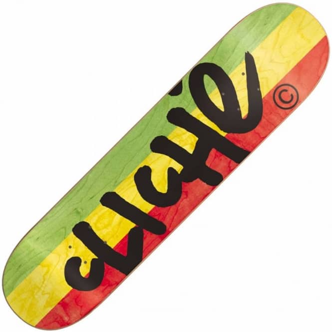 Cliche Rasta Cliche Skateboards Cliche Handwritten Splice Rasta Skateboard Deck 8.0 ...