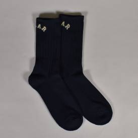 College Logo Large Rib Socks - Dark Navy