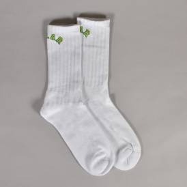 College Logo Large Rib Socks - White
