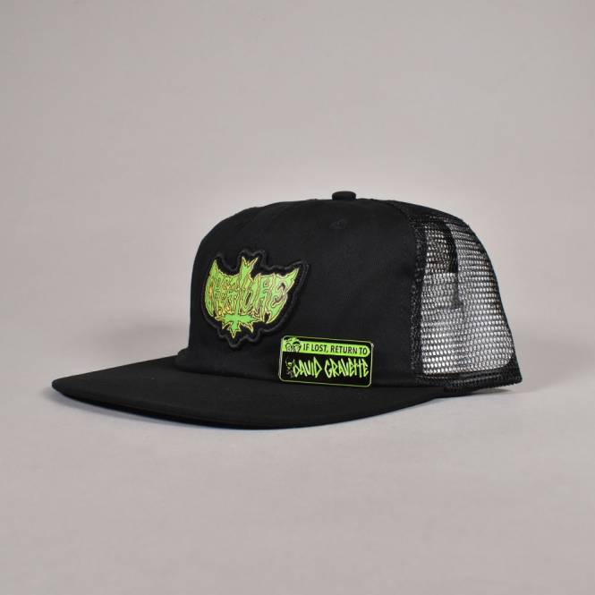 Creature Skateboards Gravette Hippie Skull 20th Mesh Snapback Trucker Cap - Black