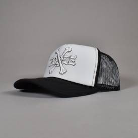 Cross Bones Snapback Trucker Cap - Black/White