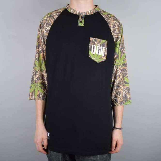 DGK Humboldt 3/4 Sleeve Henley Jersey - Black/Camo