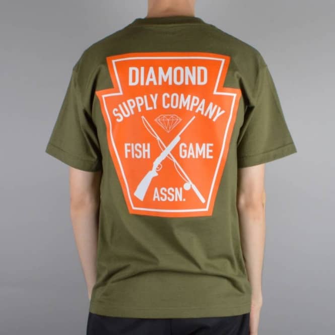 Diamond Supply Co. Fish And Game Crest T-Shirt - Military Green