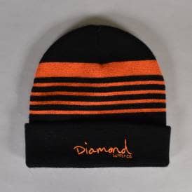 Diamond Supply Co. Striped Fold Beanie - Black/Orange