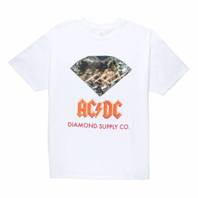 Diamond Supply Co. X AC/DC 'AC/DC Diamond' Skate T-Shirt - White