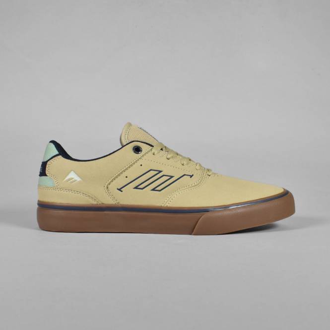 Emerica The Low Vulc Skate Shoes - Tan/Blue/Green