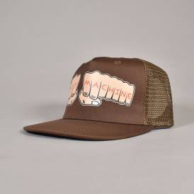 Fists Mesh Snapback Trucker Cap - Brown