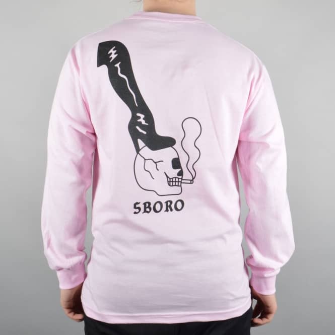 Fiveboro Skateboards Skull & Heel Longsleeve T-Shirt - Pink