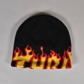 Flame Skully Beanie - Black