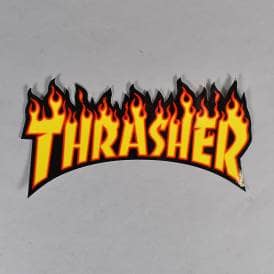 Flames Logo Skateboard Sticker (Black/Yellow) - 6" x 3"