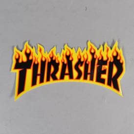 Flames Logo Skateboard Sticker (Yellow/Black) - 6" x 3"