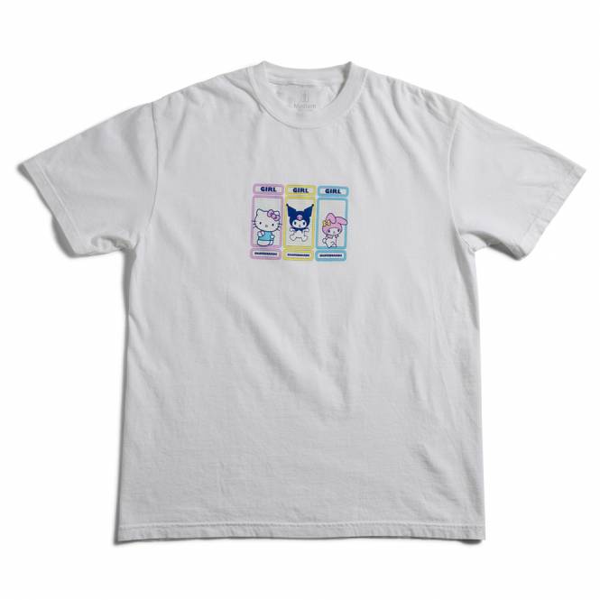Girl Skateboards Hello Kitty Rainbow Triple OG Skate T-Shirt - White