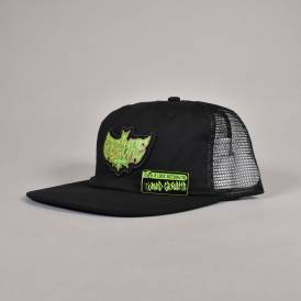 Gravette Hippie Skull 20th Mesh Snapback Trucker Cap - Black