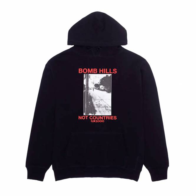 GX1000 Bomb Hills Not Countries Hoodie - Black/Red Font