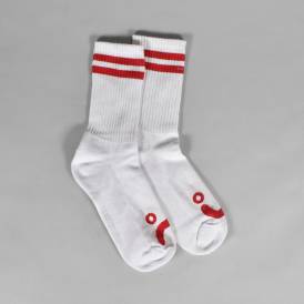 Happy Sad Rib Socks - White/Red