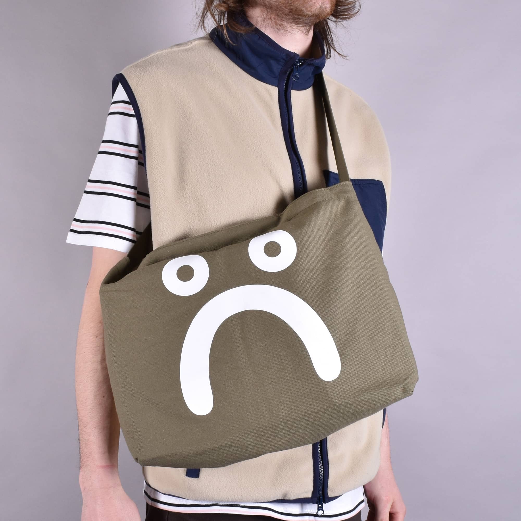 Polar Skateboards Happy Sad Tote Bag - Olive - ACCESSORIES from