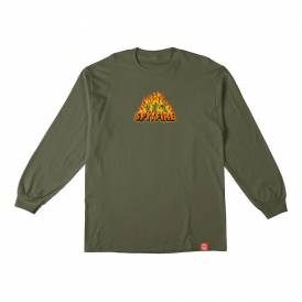 Hell Fire Long Sleeve Skate T-Shirt - Green/Multi
