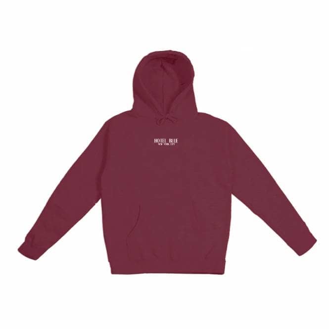 Hotel Blue Skateboards Embroidered Logo Pullover Hoodie - Maroon