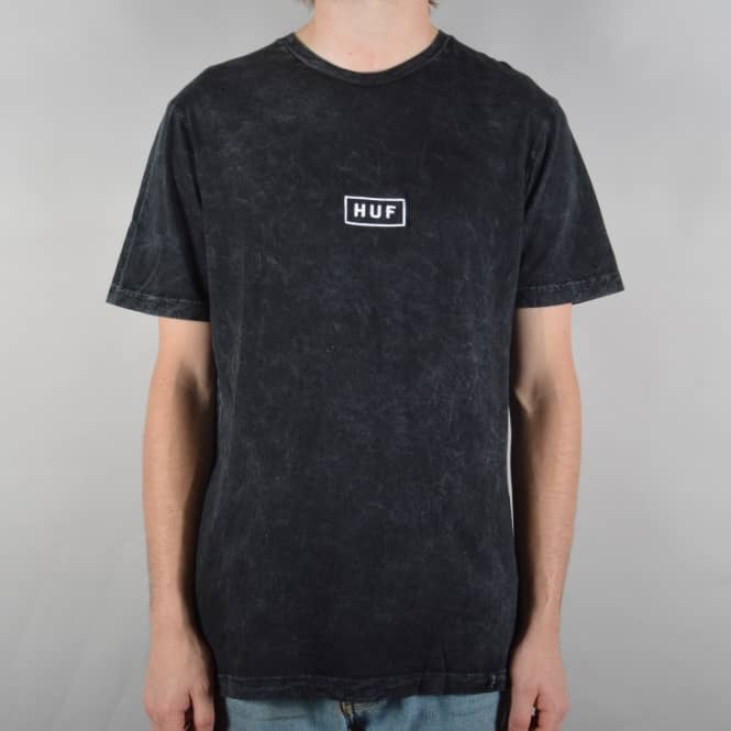 HUF Bar Logo Overdye Mineral Wash T-Shirt - Black