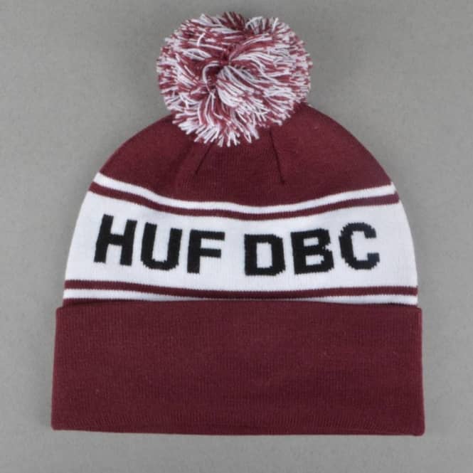 HUF DBC Pom Pom Beanie - Wine/White/Black