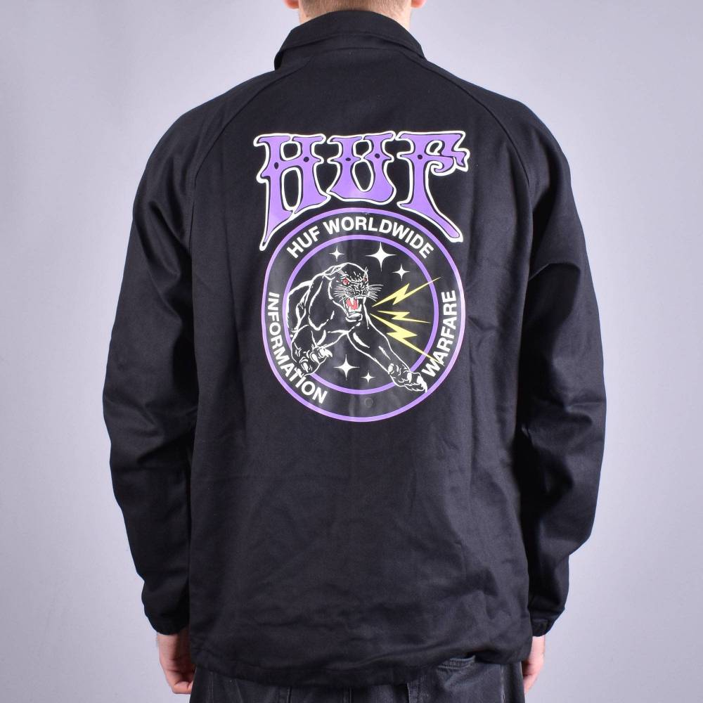 HUF Info Warfare Coaches Jacket - Black - SKATE CLOTHING from 