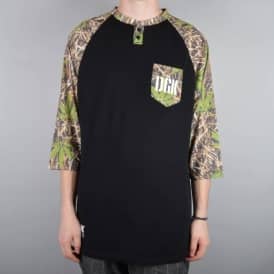 Humboldt 3/4 Sleeve Henley Jersey - Black/Camo