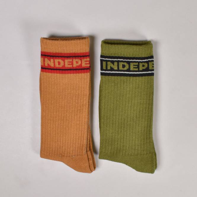 Independent Trucks Bar Logo (2 Pack) Socks - Sand/Army