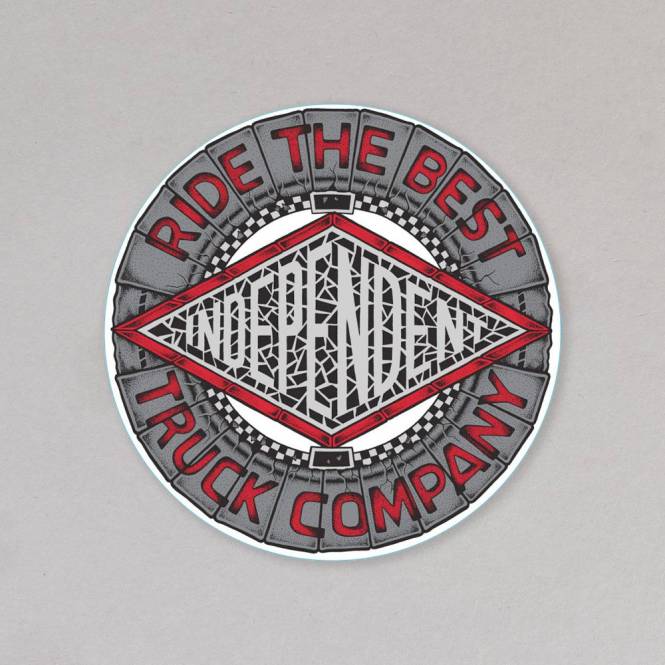 Independent Trucks Mako Tile (Grey/Red) Skateboard Sticker - 4.6''