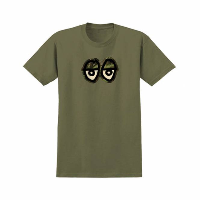 Krooked Skateboards Eyes Camo Skate T-Shirt - Military Green