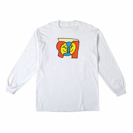 Moonsmile Long Sleeve Skate T-Shirt - White