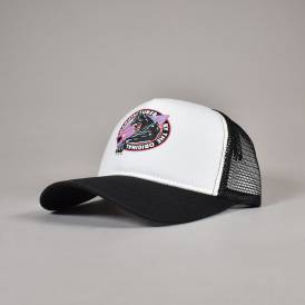 Natas Sketch Panther Mesh Snapback Trucker Cap - Black/White