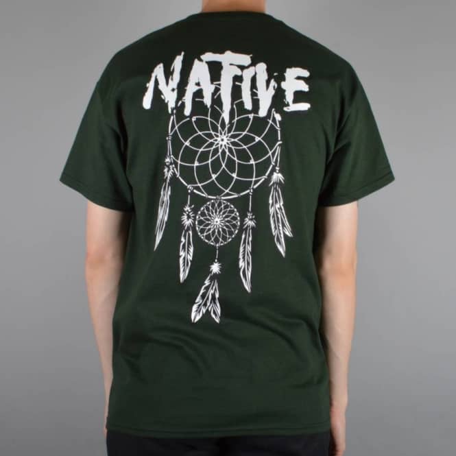Native Dreamcatcher Skate T-Shirt - Forest Green
